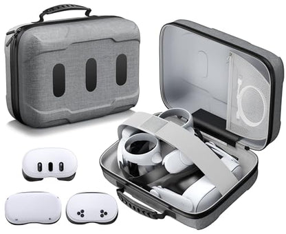 Kawaye Large Hard Carrying Case Compatible with Meta Qeust 3S/Quest3/Quest 2, All in One Portable Travel Case for VR HeadSet, Head Strap, Controller and Other VR Accessories