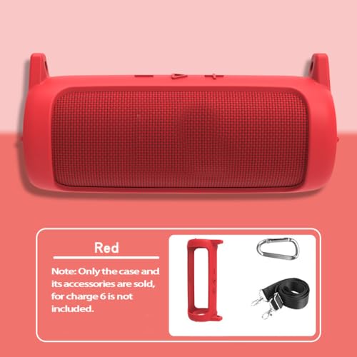 Protective Silicone Cover Sleeve for JBL FLIP 7 Bluetooth-compatible Speaker Soft Durable Anti-Drop Bump-resistant and Shock-proof Travel Carrying Case with Shoulder Strap and Carabiner (Red) - color: Red