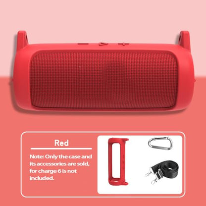 Protective Silicone Cover Sleeve for JBL FLIP 7 Bluetooth-compatible Speaker Soft Durable Anti-Drop Bump-resistant and Shock-proof Travel Carrying Case with Shoulder Strap and Carabiner (Red) - color: Red