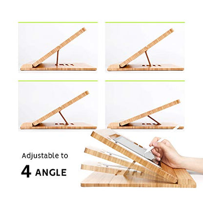 Tablet Desktop Stand Height Adjustable,Foldable Bamboo Drawing Ipad Holder,Multi-Angle Portable Stand Organizer,Compatible with 12.9 inch ipad pro 3rd/4th Gen - size: B