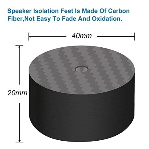 Monosaudio Carbon Fiber Speaker Spike Floor Protectors Speaker Isolation Feet 40x20mm Speaker Spike Floor Protectors Pad Stand for Audio,Speakers,Subwoofers,Amplifier,DAC,PC Case,Turntable(Black) - size: 40x20mm