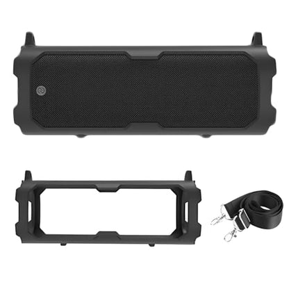 Silicone Case Cover for Xiaomi Sound Party Speaker, Soft Protective Sleeve Skin Cover Travel Protective Carrying Holder with Shoulder Strap Shockproof Anti-Drop Full Protection (Black) - color: Black
