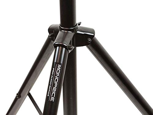 Monoprice PA 스피커 스탠드, 에어 쿠션 포함, 조절 가능 - 한 쌍, 높이 조절 가능 104.2-192.9cm(41.5-74.5인치), 59kg(130파운드) 스탠드당 적재 용량, 튼튼한 스틸
