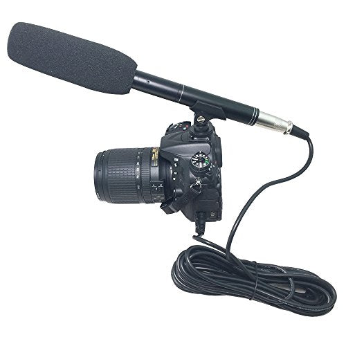 Ruittos Condenser Interview Microphone Photography Shotgun Mic for Video Camcorders DSLR DV Camcorder 11 inches/27cm Camera Microphone with Metal Holder, Anti-Wind Foam Cap XLR Cable