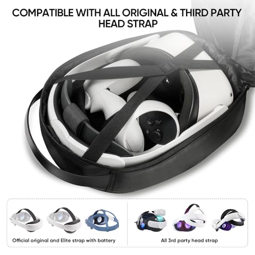 SARLAR Large Space Carrying Case Compatible with PlayStation VR2 & HTC Vive Focus Vision & Meta Quest 3S/Quest 3/Quest 2, VR Headsest Controllers Travel Case for All Head Strap with Battery, Black