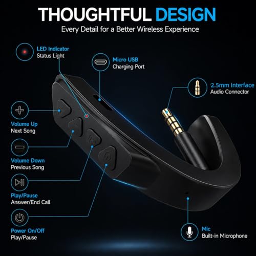 aptX Wireless Bluetooth Adapter for Bose QuietComfort 25, Black - color: Black