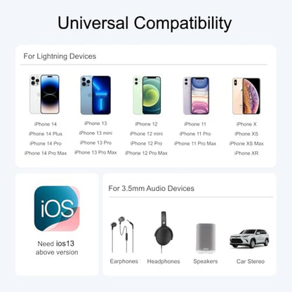 Lightning to 3.5mm Headphone Adapter for iPhone - 50 Pack Hi-Fi iPhone Aux Adapter Converter Jack Dongle Audio Cord for Apple iPhone 14 13 12 11 X XS White - with Microphone - size: 50-Pack Standard Lightning