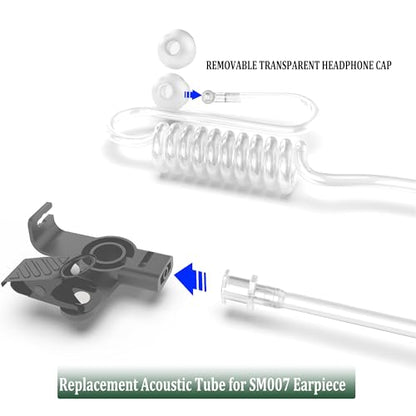 SAMCOM Replacement Acoustic Tube for SM007 Earpiece K-Plug, Clear Coil 6Pcs | Compatible with Baofeng Kenwood Radio Earpiece, Removable Stretchable Coil Acoustic Tube for Walkie Talkie Headset - size: 6 Pcs Replacement Coil Tube