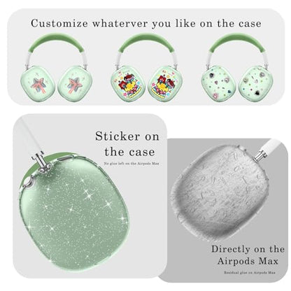 for AirPods Max case Cover,Anti-Scratch Ear Pad Case Cover/Ear Cups Cover/Headband Cover for AirPods Max. Clear Soft TPU and Silicone,Skin Scratch Proof. - color: 3PC-Glitter Green