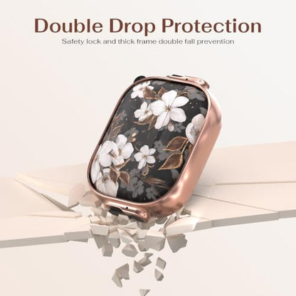 for AirPods Pro 3rd Case with Safety Lock,Magsafe Compatible,Flower | Double Secure Lock,Drop Protection,Two-Piece Design,with Gold Keychain, Anti Lost, Dustproof, Cute AirPods Pro 3 Case - color: Black + White, size: Airpods Pro 3 Case
