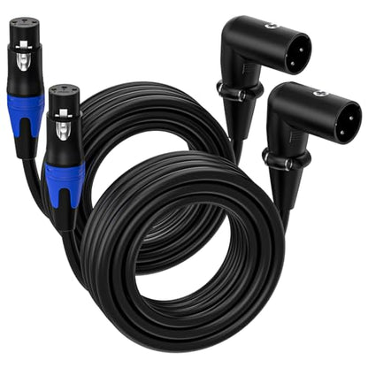 (10FT / 2Pack) XLR Right-Angle Male to Straight Female Microphone Extension Cable, for Powered Speakers,Audio Interface or Mixer for Live Performance & Recording - style: XLR Right-Angle Male10FT