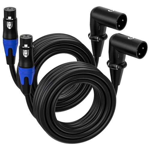 (10FT / 2Pack) XLR Right-Angle Male to Straight Female Microphone Extension Cable, for Powered Speakers,Audio Interface or Mixer for Live Performance & Recording - style: XLR Right-Angle Male10FT