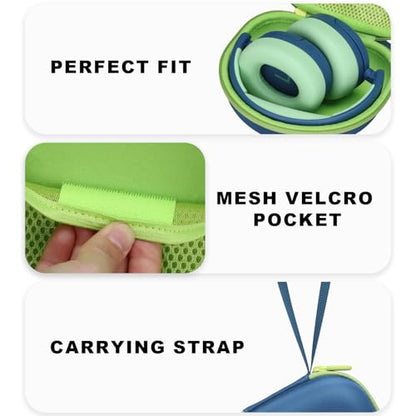 Kids Headphone Case for iClever/Acer/MIDOLA, Blue Green(Case Only) | for iClever BTH12 HS19 BTH22 BTH20 BTH18 BTH26/JBL Junior 320/Candy Bila/JoySpark/EarFun/ADOOPE/IMYB/JLab Kids Headphone - color: Dark Blue-Green