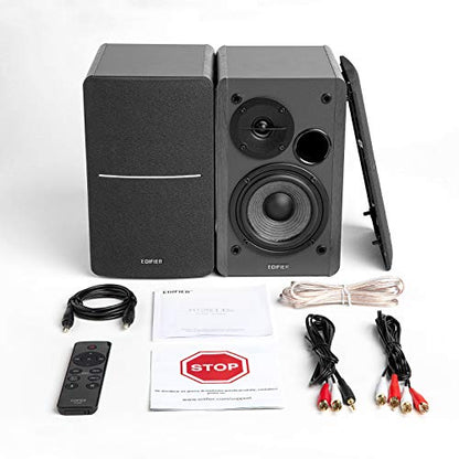 Edifier R1280DBs Active Bluetooth Bookshelf Speakers - Optical Input - 2.0 Wireless Studio Monitor Speaker - 42W RMS with Subwoofer Line Out - Black - color: black