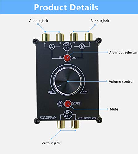 2-Way Stereo L/R RCA Switch Selector 2 in 1 Out Audio Passive Signal Switcher Splitter Box - color: 2 ports RCA switch(2 IN 1 OUT)