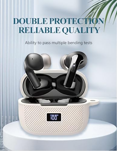 Case Cover for TOZO T20 Wireless Earbuds Bluetooth Headphones,Protective Soft Silicone Skin Case Cover Shock-Absorbing Protective Case with Keychain,Lanyard and Cleaning Pen-White - color: WHITE