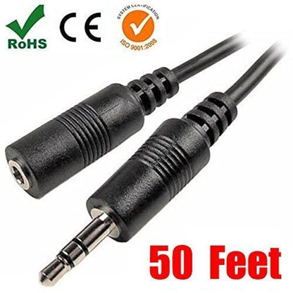 iMBAPrice® 50 Feet Professional Quality Nickel Plated 3.5 mm Male/Female Stereo Audio Extension Cable - color: Male to Female, size: 50 Feet