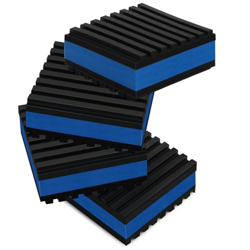 4 Pack Sound Isolation Pads 2 x 2 x 7/8 inches Designed for Turntables | Damping Mats with Textured Rubber & EVA Core Layer, Reduce Vibration and Skipping While Enhancing Musical Clarity