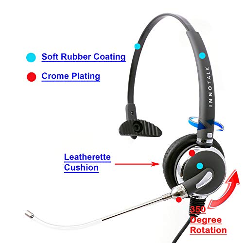 INNOTALK Professional Computer Phone USB Voice Tube Microphone Headset for Teams, Zoom and More - Call ON/Off and Volume Control, Mute in-Line Control