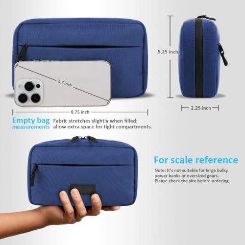 GOX Travel Cable Organizer Bag, Small Tech Pouch for Electronics, Navy - color: Navy