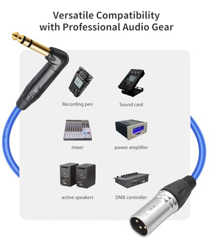 2 Pack Right Angle 1/4 TRS to XLR 3Pin Male Audio Cable,20AWG 6N OFC+Silver Plated HI-END Audio Cable,Right Angle 6.35mm TRS to XLR Male Active Speakers Balanced Cable - size: 6Feet（2Pack）, style: 90° TRS To XLR M