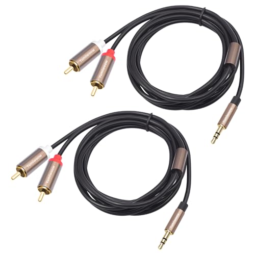 3.5mm to RCA Cable, 2 Pack RCA Male to Aux Audio Adapter, HiFi Sound, Metal Shell, RCA Y Splitter, 1/8 to RCA Connector for Phone, Speaker, MP3, Tablet, HDTV,3.3 FT