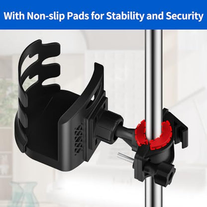 Adjustable Mic Stand Drink Holder with 360° Rotate Microphone Stand Cup Holder - Universal Water Bottle Holder Clamp On Cup Holder for Mic Stand, Music or Drum Stands to Holds Cups, 1 Pack - size: 1 Pack