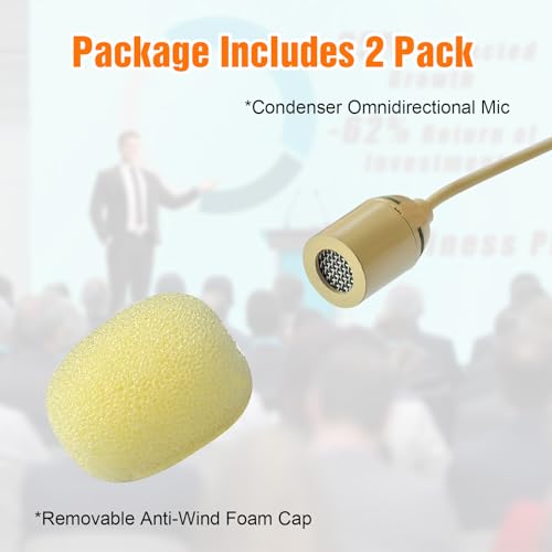 2 Pack Headset Single Earhook Microphone Hands-Free Mic for Sennheiser | 3.5mm Female Screw Plug,Condenser Omnidirectional Mic,Light-Weight Beige Headset Head Mic with Windscree and 1.5m Cable - color: 2 Pack / Beige