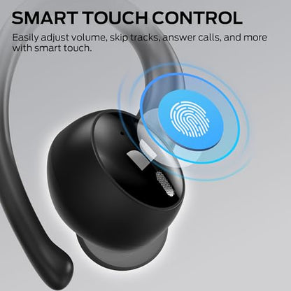 Monster N-Lite 216 Wireless Earbuds, Sports Earbuds with Earhooks, Noise Cancelling Headset, Stereo Deep Bass Over Ear Buds 48H Playtime, IPX6 Waterproof Earphones for Sports/Running/Workout（Black）