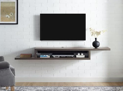 Asymmetrical Wall Mounted Wood TV Console Entertainment Center 72-inch Gray - color: Grey, size: 72"