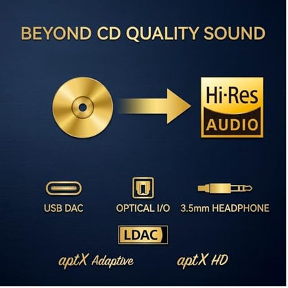 SLASH 6 LDAC Hi-Res Bluetooth USB DAC | Optical In/Out, Analog In, aptX Adaptive, HD & AAC. RCA Stereo for Home Stereo Amp