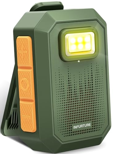 INFURTURE Wearable Speaker Clip on Speaker with RGB Light, Mini Speake Built-in HD Mic & TWS, Speakers for Hands-Free Music/Calls. Men's Gift for Working/Warehouse Work/Night Shifts/Dog Walking
