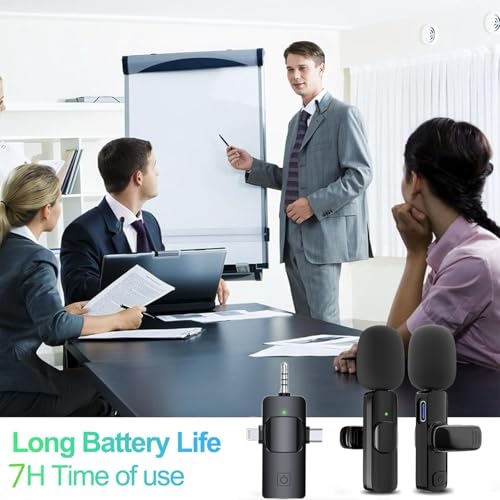 Wireless Lavalier Microphones for iPhone, iPad, Android, Camera, 3 in 1 USB-C Microphone, Mic 7-Hour Battery, Mini Microphone with Noise Reduction for Video Recording, Vlog, YouTube, TikTok