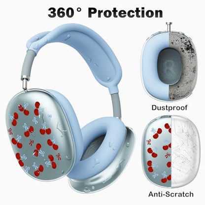 for AirPods Max Headphones Bow Cherry Ear Covers for AirPods Max 2 - color: Cherry Bow H/Blue