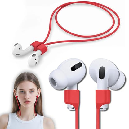 Mooyavia Ultra Strong Magnetic Anti-Lost Strap for AirPods Pro-Red | Compatible with AirPods Pro 3/2/1 & AirPods 4/3/2/1,Soft Silicone Sport Neck Lanyard,Lenth 29.9 in - color: B9-red