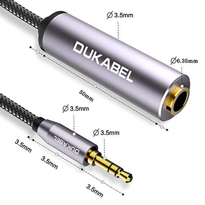 DUKABEL 1/4 to 3.5mm Adapter, 6.35mm to aux Mini Stereo Cable - 120CM | 1/4 Inch Female to 1/8inch Male Headphone Adapter, for Headphone, Amplifiers, Guitar, Amp etc - size: 120CM, style: 3.5mm Male to 6.35mm Female