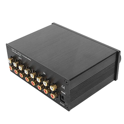 4 Ways RCA Switch Stereo Sound Switcher, 4 in 4 Out Dual Channel HiFi Sound Switcher Lossless Sound Signal Source Switcher (US Plug)