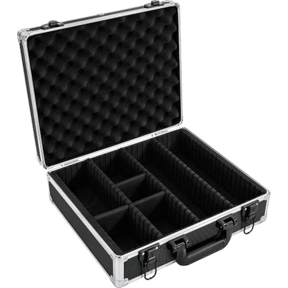 Aluminum Storage Case with Adjustable Dividers, Multi-Function Lockable Storage Carrying Case for Graded Card, Barber Tools, Makeup Tools, etc (Large) ﻿ - size: L 15'' X W 13' X H 5''