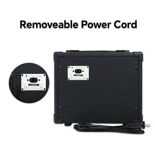 Fojill 20W Watt Electric Guitar Amplifier Amp Practice Small Portable Travel Mini Amp with 3.5 Headphone Jack Aux Distortion Gain Treble Bass Volume (Black, 20W) - color: Black