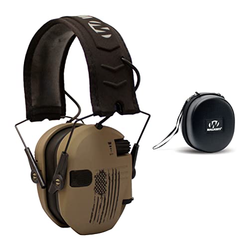 Walker's Razor Slim Electronic Earmuffs | Protective Case - color: American Flag Distressed