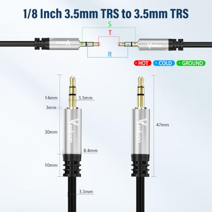 3.5mm TRS to TRS Balanced Stereo Patch Cables,Multicolor 1/8 Inch Male to Male Car Stereo Audio AUX Cable 2 FT-6 Pack,Gold-Plated Plugs for Headphones,DVD Players, Speakers,iPhone ,MP3, iPods,Tablet - size: 2FT, style: 1/8 TRS Stereo