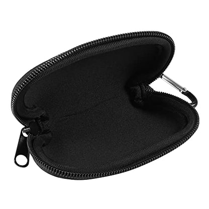 Earphones Carrying Case Headphone Organizer Shock Proof Neoprene Mini Earbud Pouch for AirPods, Galaxy Buds, Bluetooth Earpiece Storage Bag Coin Purse with Zipper Closure & Carabiner Clip (Black) - color: Black