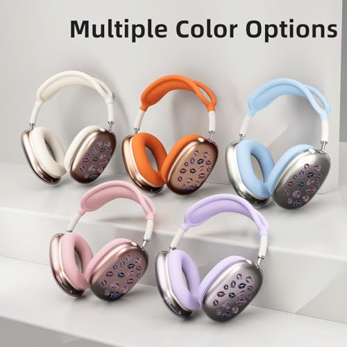 Stylish Girls Lips Clear Case for Airpods Max Headphones Cute Purple Print Soft TPU Ear Cups Cover Anti-Scratch Silicone Ear Pad Protective Case 53 Headband Cover for Apple Airpods Max - color: Lips 34