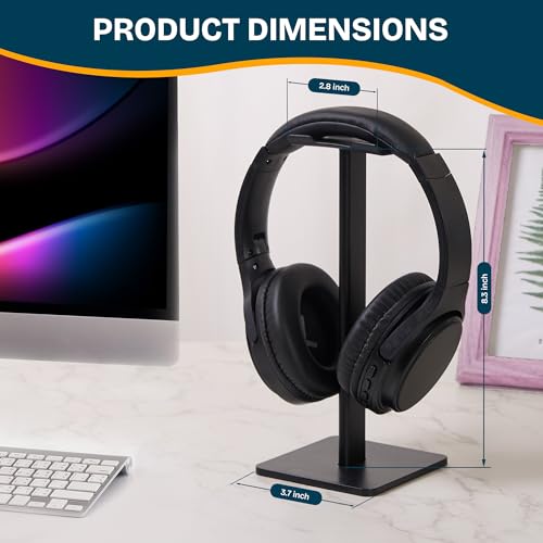 Headphone Stand, U-Shaped Universal Headset Holder, Anti-Slip Base, Black