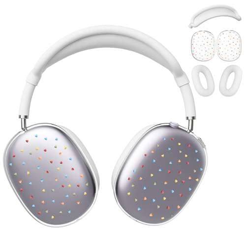 for AirPods Max Headphones Love Heart Ear Covers for AirPods Max 2 | Cute Y2K Clear Ear Cups Cover | White Silicone Ear Pad Case Headband Cover for Apple AirPods Max 2/1 (2026/2024/2020) - color: Heart F/White
