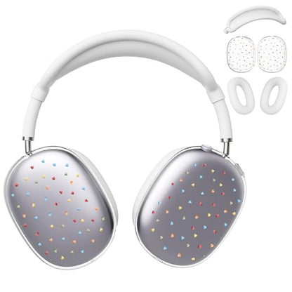 for AirPods Max Headphones Love Heart Ear Covers for AirPods Max 2 | Cute Y2K Clear Ear Cups Cover | White Silicone Ear Pad Case Headband Cover for Apple AirPods Max 2/1 (2026/2024/2020) - color: Heart F/White