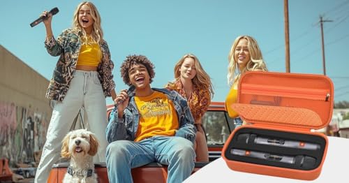 Comecase Wireless Microphone Case for JBL Two Mic System and PartyBox Mic | Custom Foam and Divider Reduce Shifting; Mesh Pocket Keeps Receiver, Adapter and Batteries Together, Orange, Case Only - color: Orange
