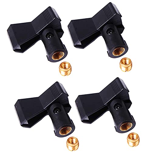 Microphone Clips for Stands,4 Pack Universal Wireless Mic Clip Holder with 5/8 to 3/8 Microphone Adapter,Knob Adjustable 180 Degrees - color: 4 Pcs