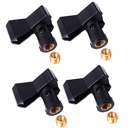Microphone Clips for Stands,4 Pack Universal Wireless Mic Clip Holder with 5/8 to 3/8 Microphone Adapter,Knob Adjustable 180 Degrees - color: 4 Pcs