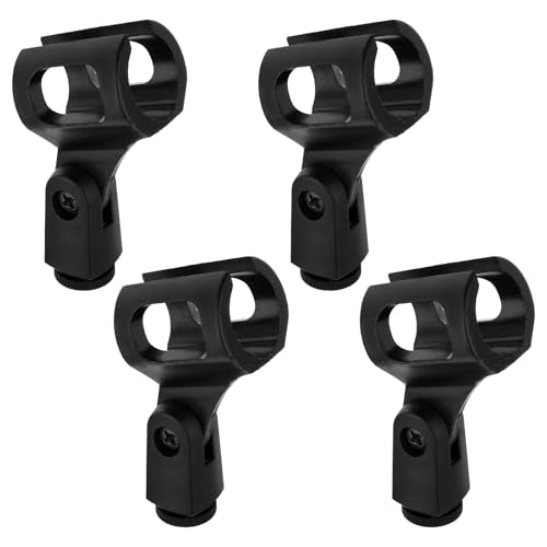 4-Pack Flexible Microphone Clip Holder, Adjustable Angle Rubber Mic Clamp
